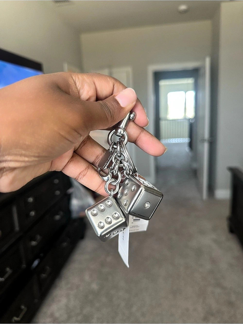 Coach Dice Bag Charm Silver Charm Keychain NWT
